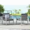 Modern Aluminum Lounge Chair Set With Rope Accents And Cushions For Indoor / Outdoor Use - Gray / Silver / White - Image 16