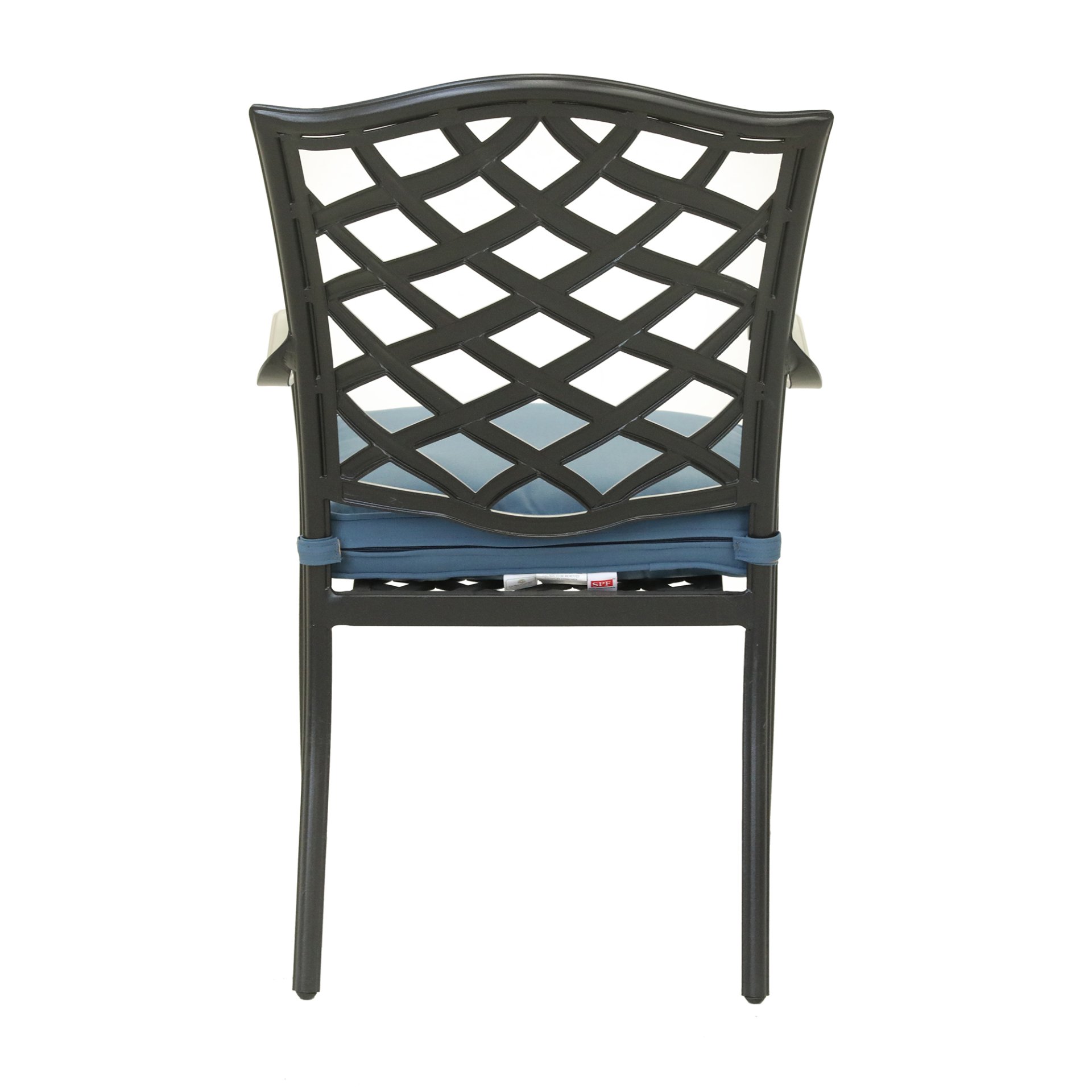 Aluminum 5 Piece Round Dining Set With 4 Arm Chairs - Sapphire Blue - Image 2