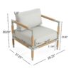 Oriana - Aluminum Outdoor Patio Armchair With Thick Cushions - Light Gray - Image 3