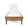 Outdoor Chaise Lounge With Acacia Wood Frame - White / Teak - Image 4