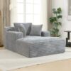 Modern Full Compressed Chaise Lounge Sofa Bed With Removable Pillows, Upholstered - Gray - Image 7