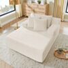Modern Fluffy Velvet Single Lazy Sofa Lounge Chair For Living Rooms And Bedrooms - Beige - Image 3