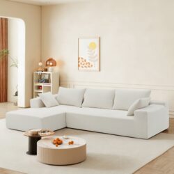 Modular Sectional Living Room Sofa Set, Modern Minimalist Style Couch, Upholstered Sleeper Sofa Salon, 2 Piece Free Combination, L-Shape - Cream