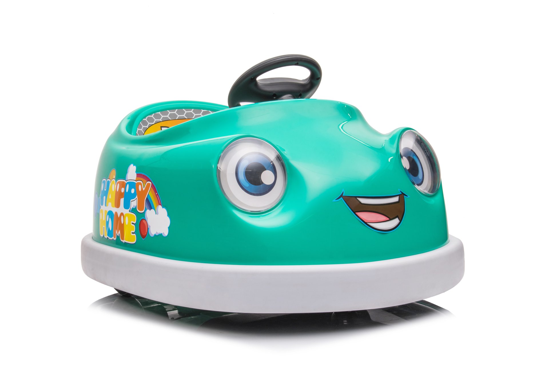 Bumper Car For Kids, 12V Dual Drive 1-6 Years Old Children's Electric Car With Pushrod Dinner Plate USB Bt Music Rocking Horse Mode Anti-Collision Bumper Ride On Car - Green - Image 4