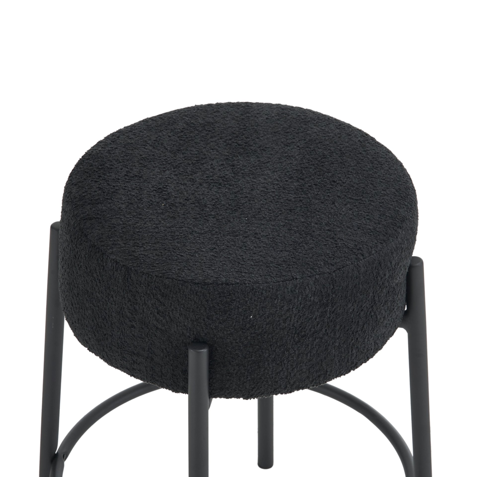 Round Bar Stools (Set of 2), Contemporary Upholstered Dining Stools For Kitchens, Coffee Shops And Bar Stores - Black - Image 10