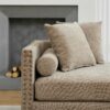 Upholstered Chaise Lounge Indoor With Nailheads, Sleeper Sofa Couch With 4 Throw Pillows & 2 Bolsters, Daybed With Rubberwood Legs - Taupe - Image 11