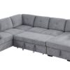 Nyhan - Upholstered Corner Sectional With Pull Out Loveseat And Storaged Chaise - Light Gray - Image 2