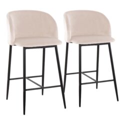 Fran - Contemporary Fixed Height Counter Stool (Set of 2) - Black / Cream