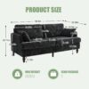 Modern Style Chenille 2 Seater Sofa With LED Light, USB Port And Storage Bag - Black - Image 3