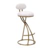 Modern S Shaped Bar Stools (Set of 2) With Backrest Floral Print Upholstered Dining Chairs Counter Height For Kitchen Island - Gold & White Print - Image 6