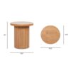 Kenzie - Fluted Pillar Round Accent Side Table - Light Natural Brown - Image 6