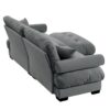 Modern Velvet 2 Seater Sofa With Ottoman And Round Bolster Armrests L Shape For Living Room - Gray - Image 9