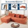 L Shaped Sectional Couch With Memory Foam & Steel Frame Convertible Sofa Bed - Orange - Image 4