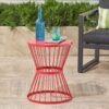 Lassen - Modern Red Iron Side Table With Hourglass Design - Red - Image 4