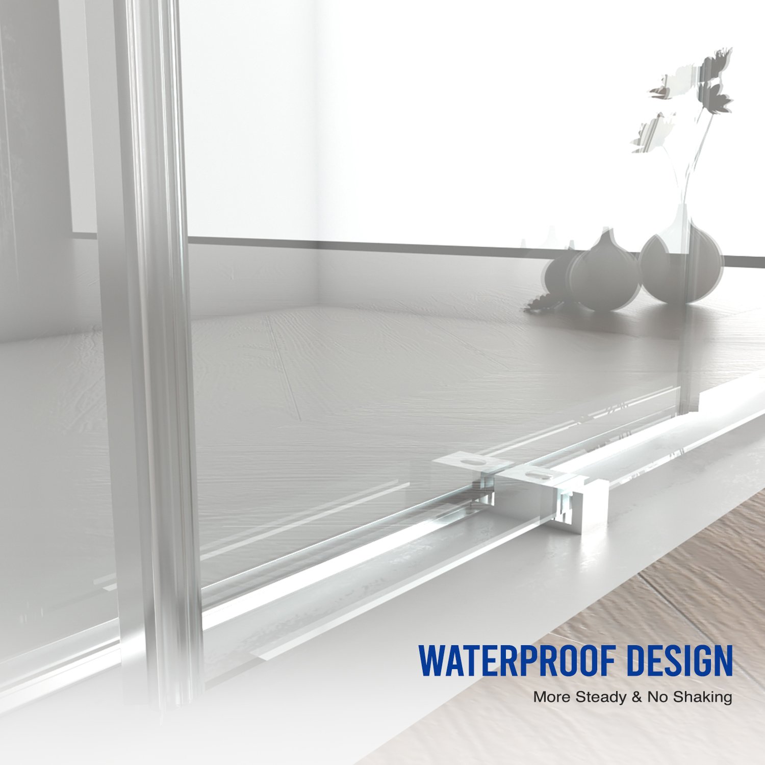 Frameless Shower Door, Double Sliding Shower Door, Clear Tempered Glass Shower Enclosure With Square Rail, Double Side Easy Clean Coat, Finished With Buffer - Brushed Nickel - Image 12