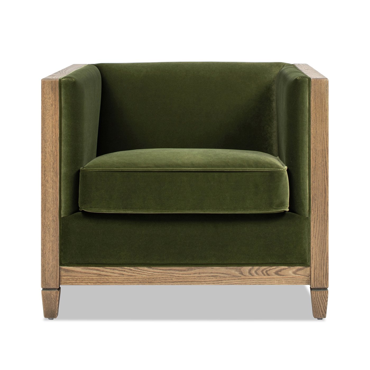 Georgia - Cane Tuxedo Armchair - Olive Green - Image 4