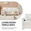 Modern 3 Seater Sofa Chenille Couch Plush Triple Seater Sofa With High Density Foam Cushions, Deep Seat Living Room Couch For Family Room, Apartment & Home Theater - Ivory White - Image 6