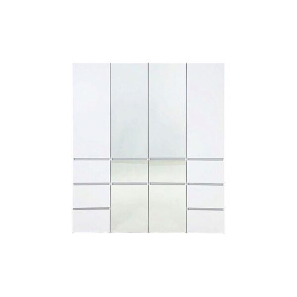 Elise - Modular Wood Closet System With Mirror In Durable Melamine And Wood Customizable Storage - White