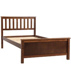Twin Size Platform Bed With Headboard, Footboard And Slat Support - Walnut
