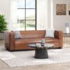 Contemporary 3 Seater Sofa With Tuxedo Design - Light Brown - Image 4