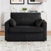 Twin Size Sofa Bed Sleeper Sofa Loveseat With Foldable Mattress, Side Table, Storage Pocket, USB Ports - Black - Image 5