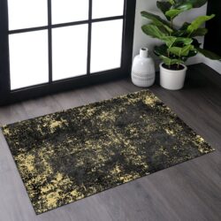 Maval - 2' X 3' Washable Area Rug - Black / Gold