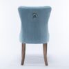 Nikki - Modern, High-End Tufted Solid Wood Contemporary Velvet Upholstered Dining Chair With Wood Legs Nailhead Trim (Set of 2) - Light Blue - Image 6