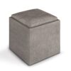 Rockwood - Cube Storage Ottoman With Tray - Distressed Gray Taupe - Image 5