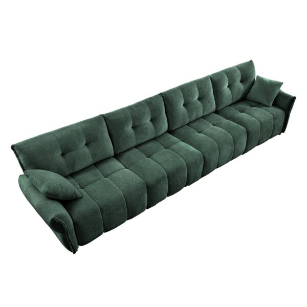 Modern 4 Seater Sofa With Solid Wood Frame, High Resilience Cushions - Premium Green