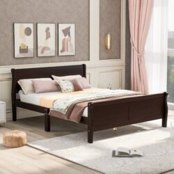 Full Size Platform Bed With Headboard And Slat Support - Espresso