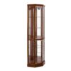 6 Shelf Lighted Corner Curio Cabinet With Adjustable Tempered Glass Shelves And Mirror Back (E26 Light Bulb Not Included) - Walnut - Image 7