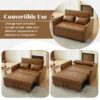 Convertible Sleeper Bed, Adjustable Oversized Armchair With 3 USB Ports For Small Space - Brown - Image 5