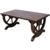 Rustic Wooden Bench With Wagon Wheel Legs For Garden And Patio - Brown - Image 2