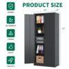 Heavy Metal Garage Storage Cabinet With Locking Doors, Steel, Adjustable Shelves - Gunmetal Black - Image 5