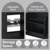 20" Bathroom Vanity With Sink, Freestanding Cabinet With Door Shelf And Adjustable Shelf, And Ceramic Construction - Black - Image 6