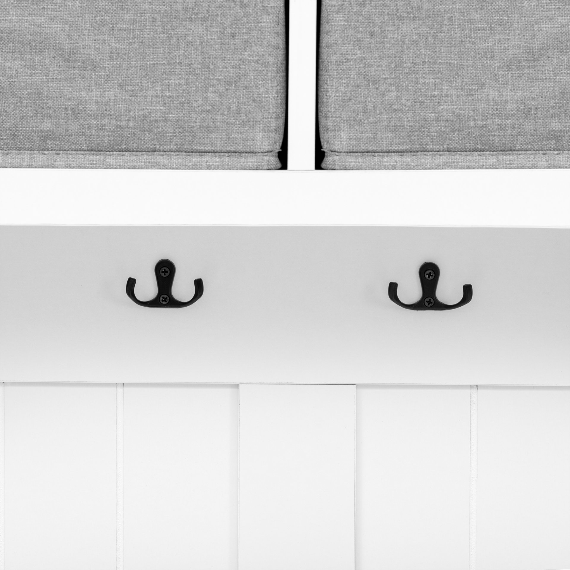 Hall Tree With 6 Hooks And Hinged Lid, Coat Hanger, Entryway Bench, Storage Bench, 3 In 1 Design, For Entrance, Hallway - White - Image 13