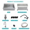 Stainless Steel Freestanding Utility Sink With Pull Out Faucet, Large Single Bowl - Brushed Nickel - Image 7