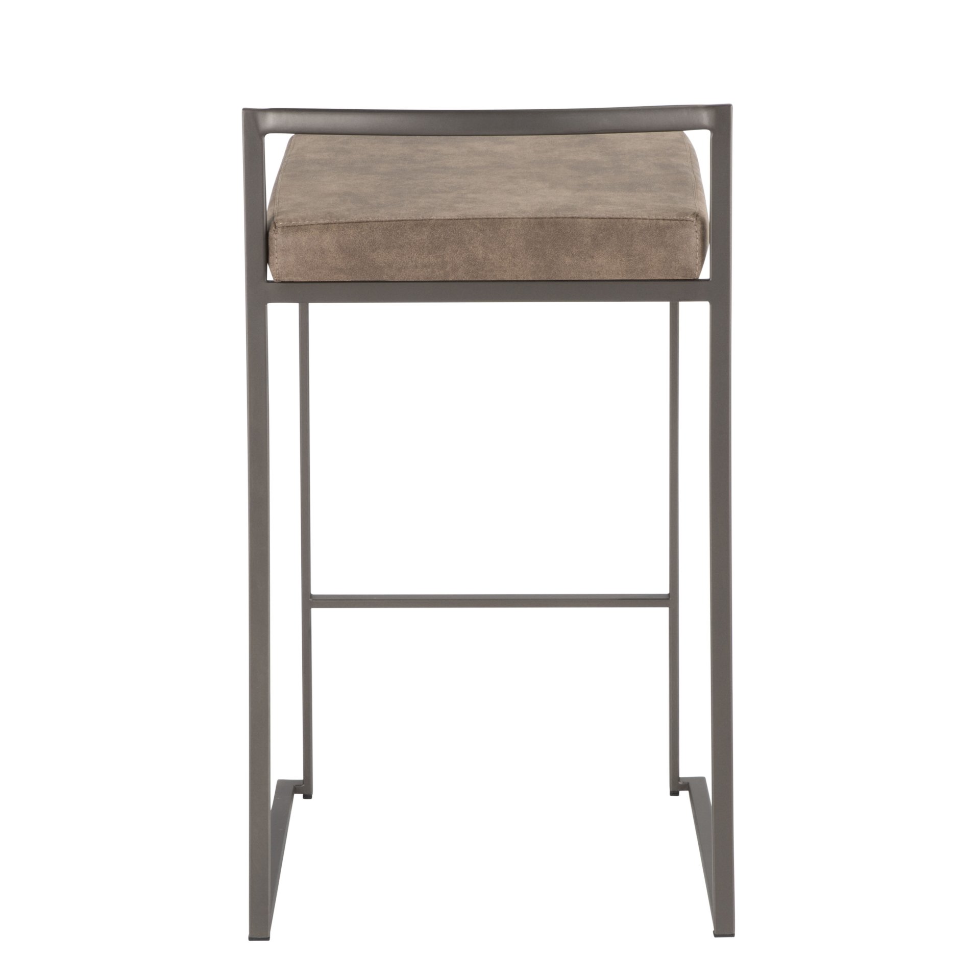 Fuji - Industrial Stackable Counter Stool (Set of 2) - Brown - Image 5