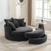 360° Swivel Accent Barrel Chair With Storage Ottoman & 4 Pillows, Modern Chenille Leisure Chair Round Accent For Living Room - Gray - Image 11