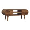 Circular Media Unit With 2 Open Slots - Oak - Image 8