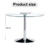 Modern Minimalist Circular Dining Table With Glass Top And Electroplated Metal Legs For Restaurants And Living Rooms - Silver / Transparent - Image 3