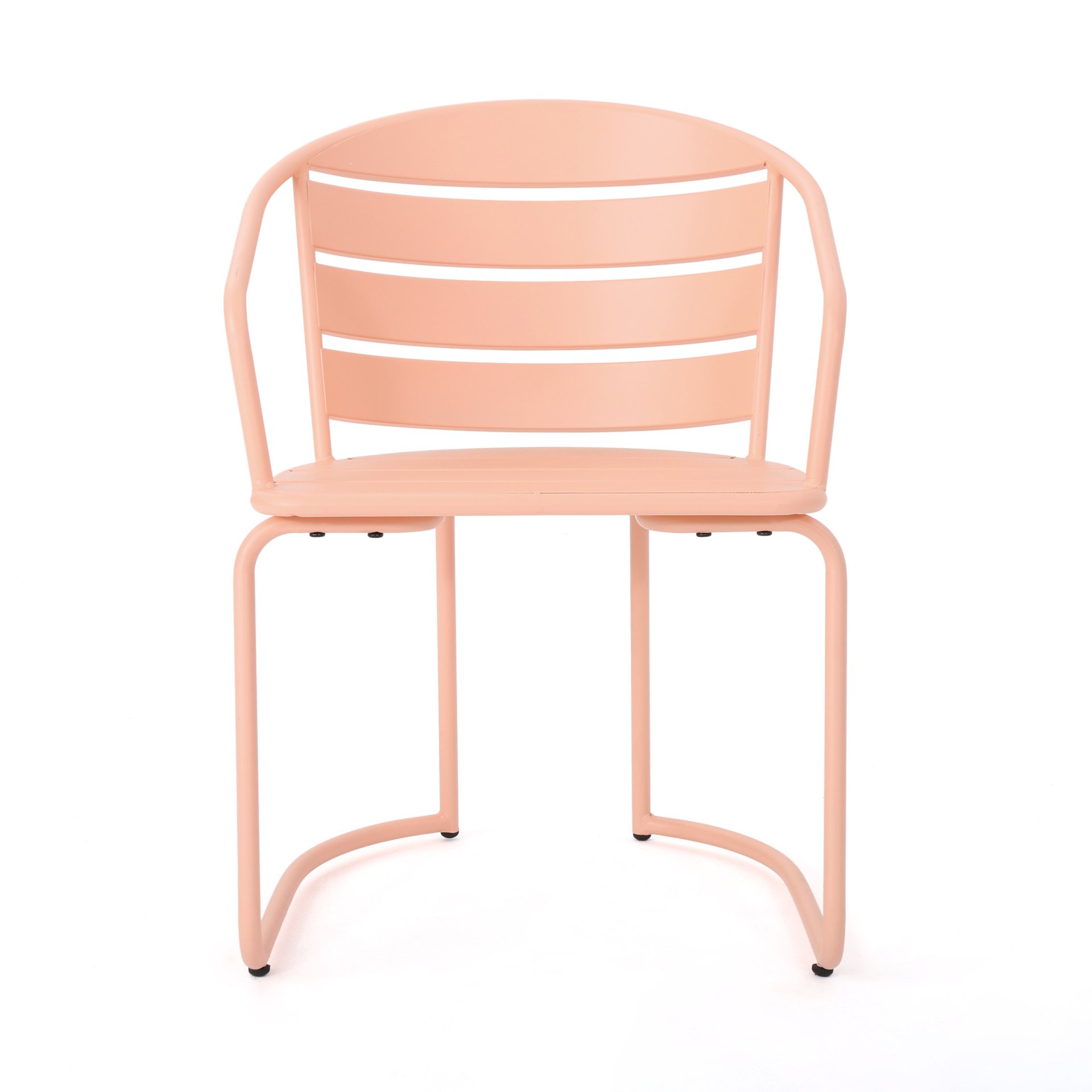 Outdoor Metal Seating Set With Coffee Table And 2 Chairs - Pink - Coral - Image 5