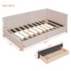 Twin Size Upholstered Daybed With 2 Storage Drawers, Sofa Bed Frame No Box Spring Needed - Beige - Image 11