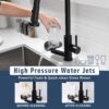 3 In 1 Kitchen Faucet With Press Type Glass Rinser, High Arc Pull Down Sprayer, 3 Function Spray Mode - Matte Black - Image 4