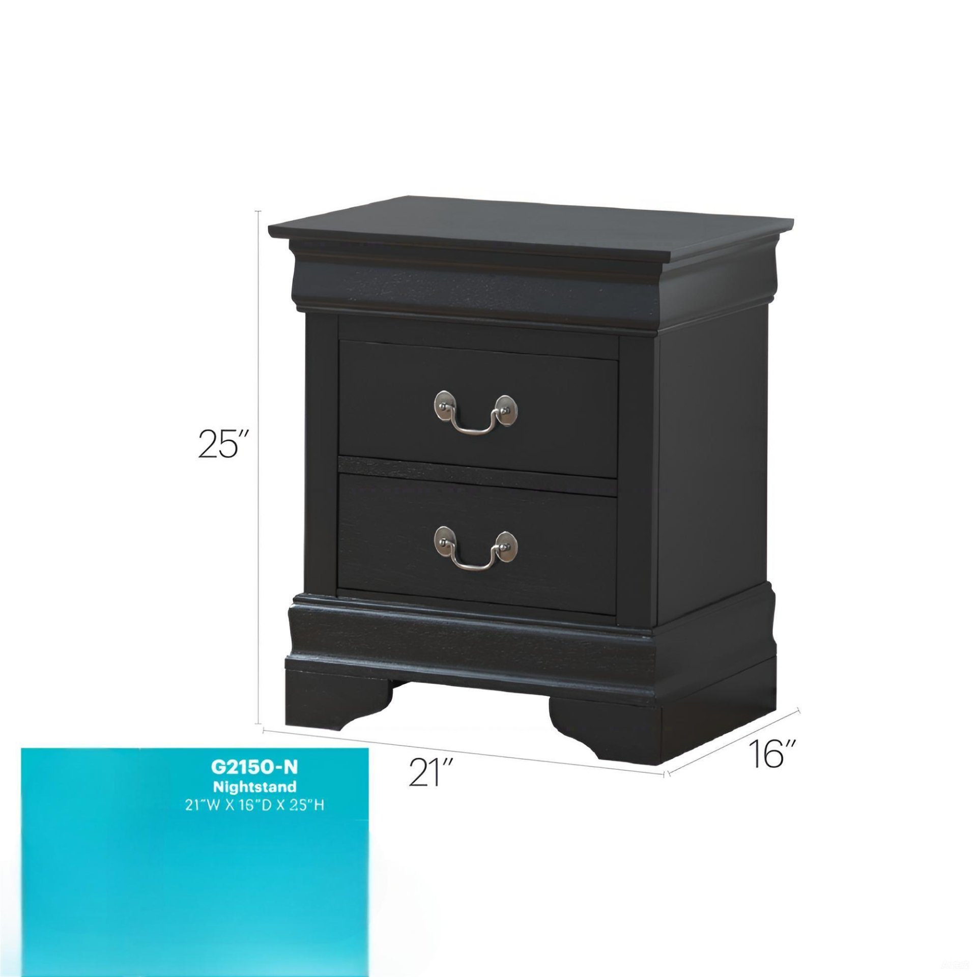Louis Phillipe - Elegant Nightstand - Black - Image 3