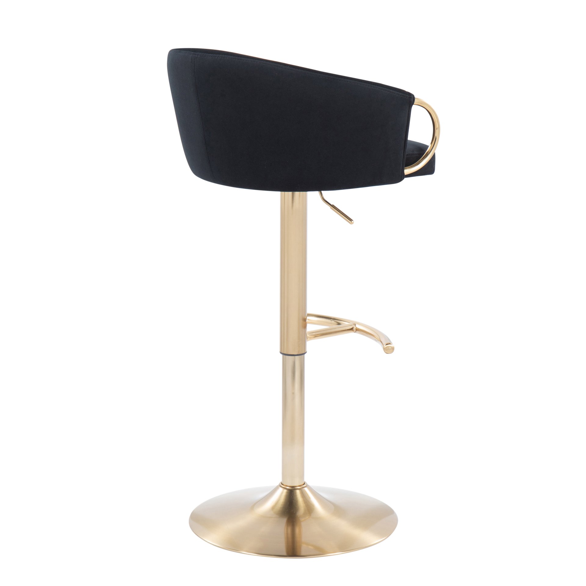Claire - Contemporary / Glam Adjustable Bar Stool (Set of 2) - Gold / Black - Image 4