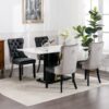 Nikki - Modern, High-End Tufted Solid Wood Contemporary And Velvet Upholstered Dining Chair With Wood Legs Nailhead Trim (Set of 2) - Black / Gray - Image 16