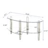 Transparent Oval Glass Coffee Table, Modern Table In Living Room Oak Wood Leg Tea Table 3-Layer Glass Table - Brown - Image 3
