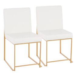 Fuji - Contemporary, High Back Dining Chair (Set of 2) - Gold / White