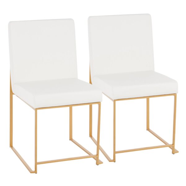 Fuji - Contemporary, High Back Dining Chair (Set of 2) - Gold / White